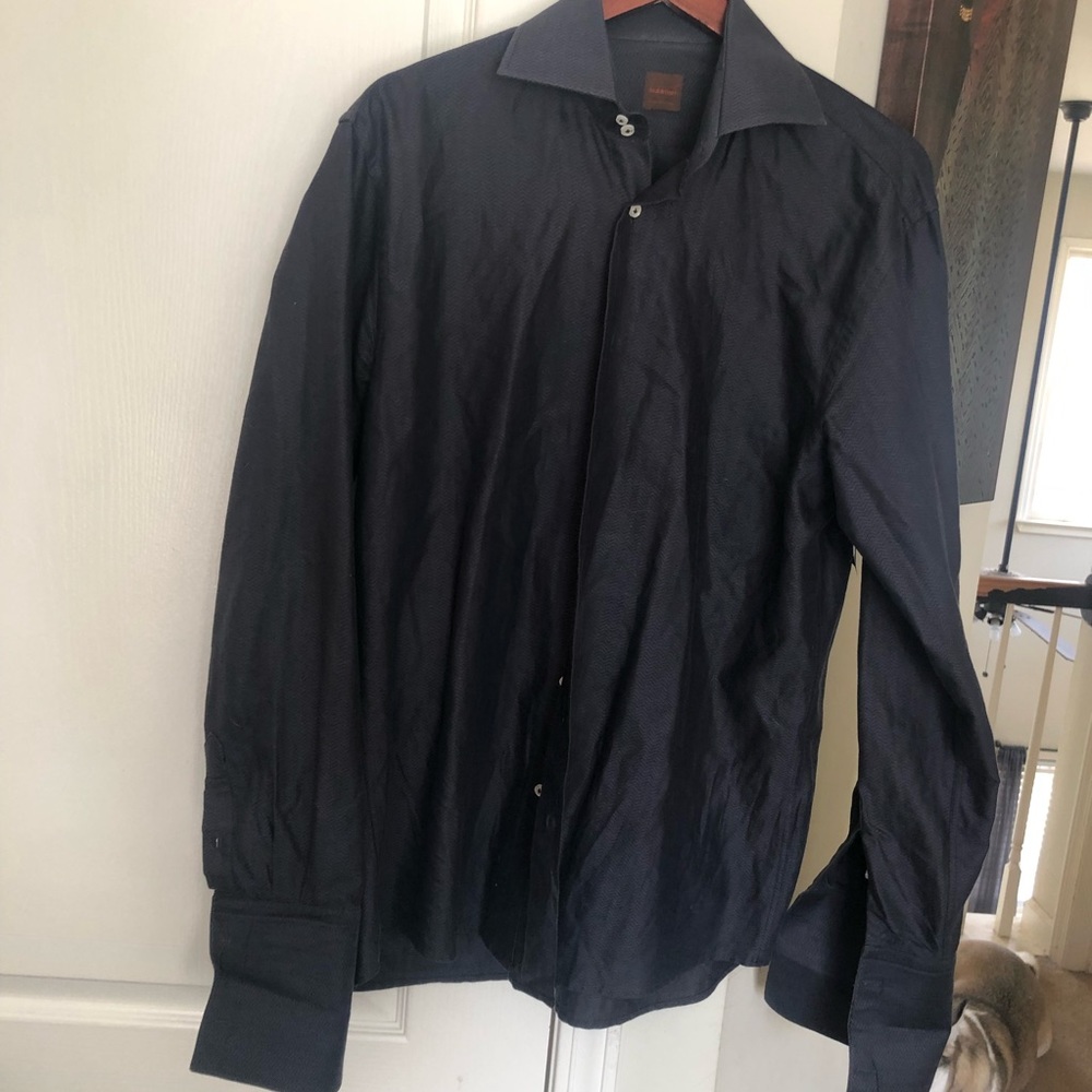 NWT Long sleeve gray patterned shirt size 41 made in Turkey